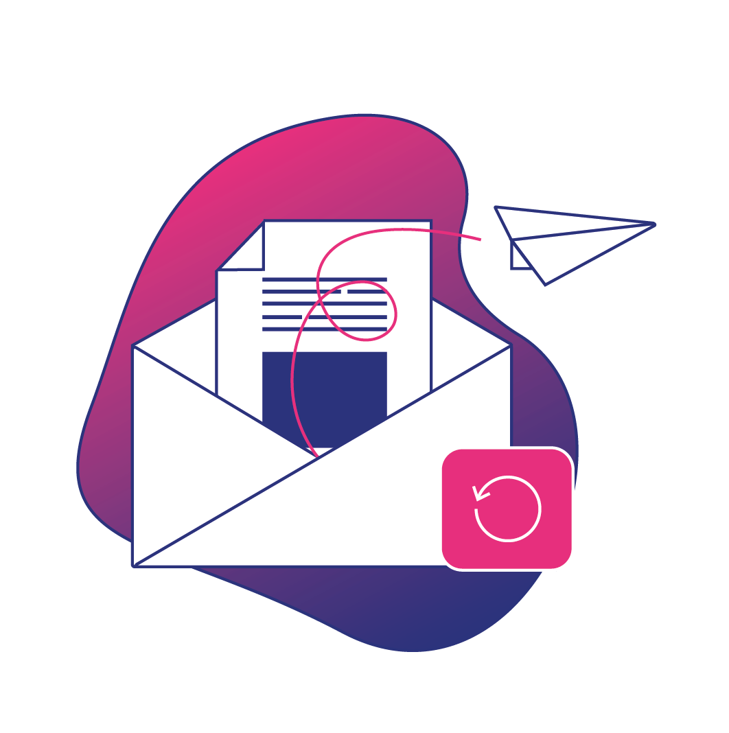 Illustration d'un email qui s'envoie